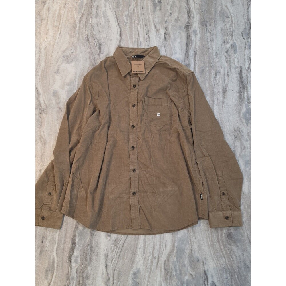 Eddie Bauer Corduroy Button-Up Shirt NWT XXL Brown/Tan